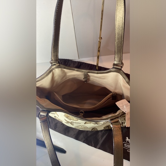 COACH SIGNATURE STRIPE SHELL PRINT large canvas SHOULDER BAG new with tags NWT - Picture 7 of 13